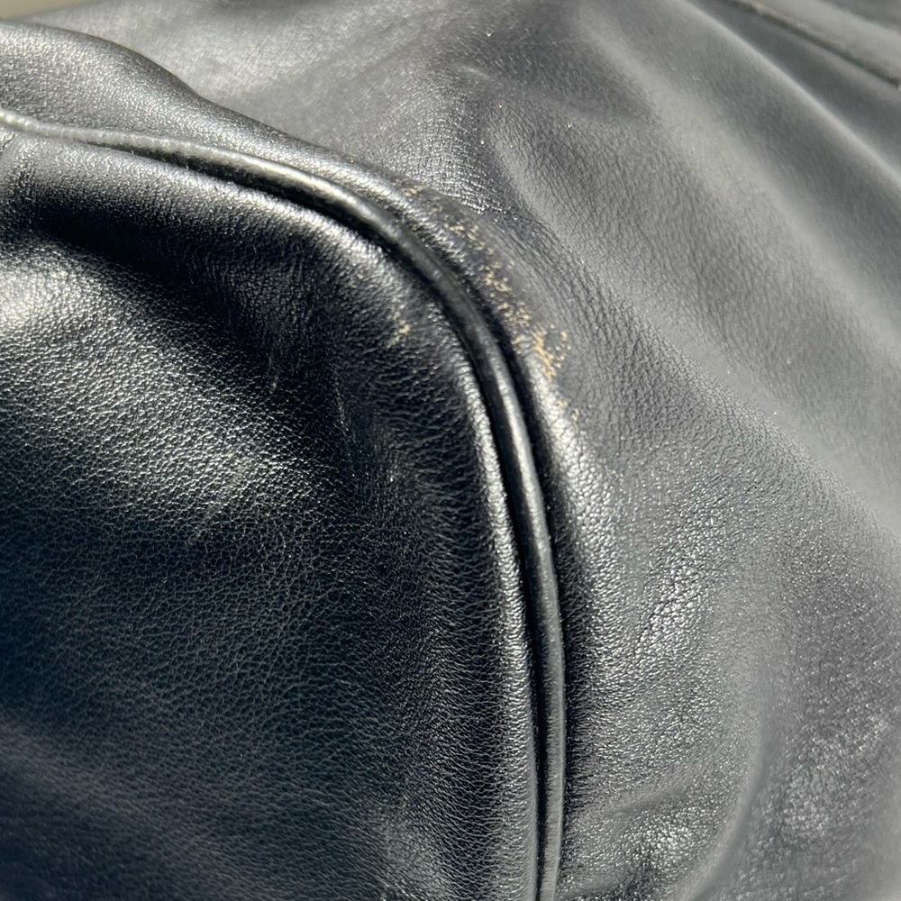 4903: Longchamp Le Foulonné Black Leather Weekender Duffel Travel Bag - Picture 12 of 16